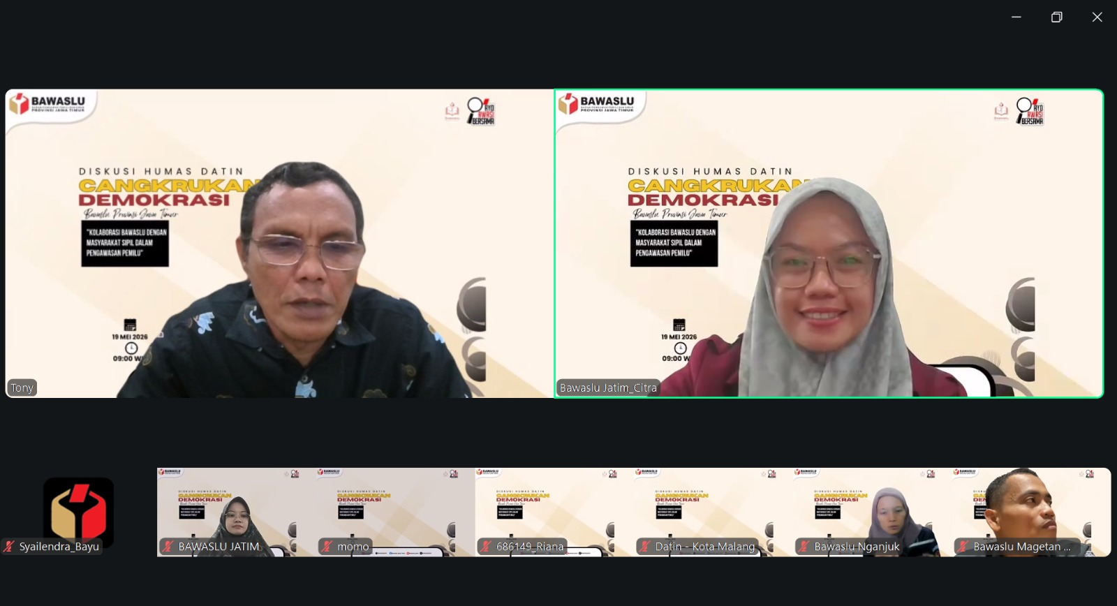 Zoom Cangkrukan Demokrasi 19 Mei 2026