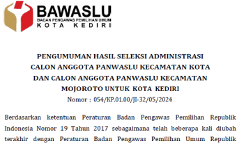 pengumuman pendaftaran panwascam 